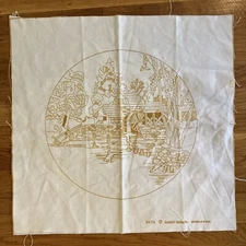 Vintage Sunset Designs Crewel FALL MILL POND  Autumn 2473 Fabric Only