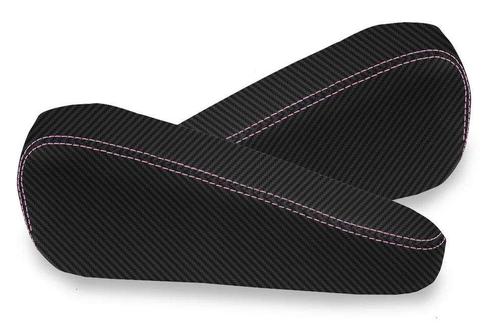 Cubierta de reposabrazos de asiento de fibra de carbono para Chevrolet Astro 1995-2005 puntada rosa Foto 2 de 4