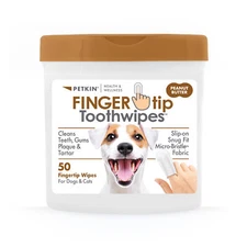 Petkin Fingertip Tooth Wipes for Dogs and Cats, 50 Finger Wipes