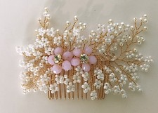 Floral Bridal Hair Comb Crafted with Czech Seed Beads and Rhinestones