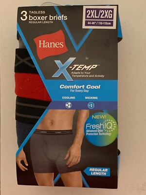 S09 Hanes Men's X-Temp Assorted Boxer Briefs 3-Pack 2XL