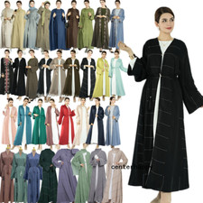 Ramadan Muslim Women Abaya Kimono Dress Dubai Kaftan Open Kaftan Cardigan Gown