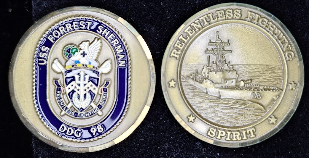 USS Forrest Sherman DDG-98 Navy Challenge Coin - Relentless Fighting Spirit