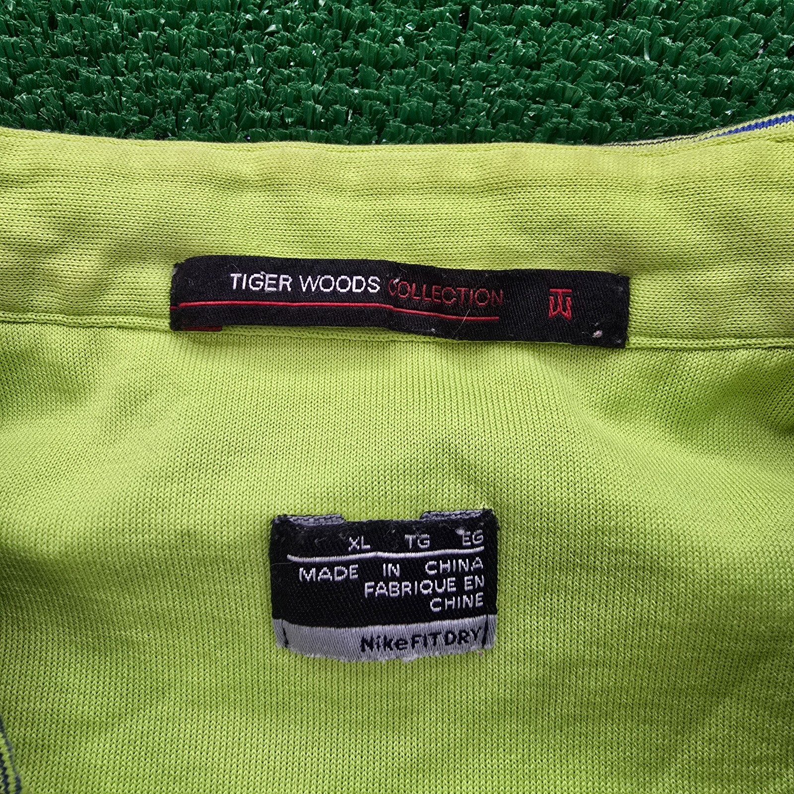 Nike Tiger Woods Polo Shirt Mens XL Green Striped Short Sleeve Golf Preppy thumbnail 6