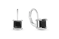 14K Plated 2.00 Ct Square Cut Black Leverback Drop Dangle Earrings 