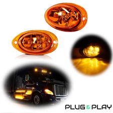 L+R Amber Lens Cab Side Marker Light Turn Signal For Freightliner Cascadia 08-17