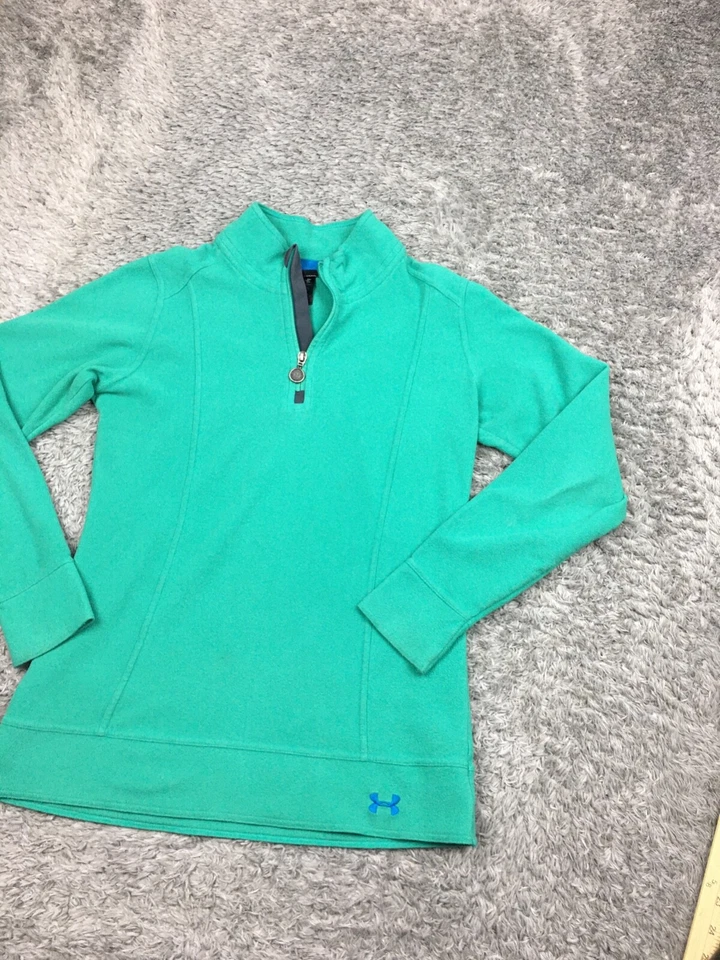 Under Armour 1/4 Zip Pullover Womens Size Medium Fleece Green Semi Fitted - Image 2 of 4