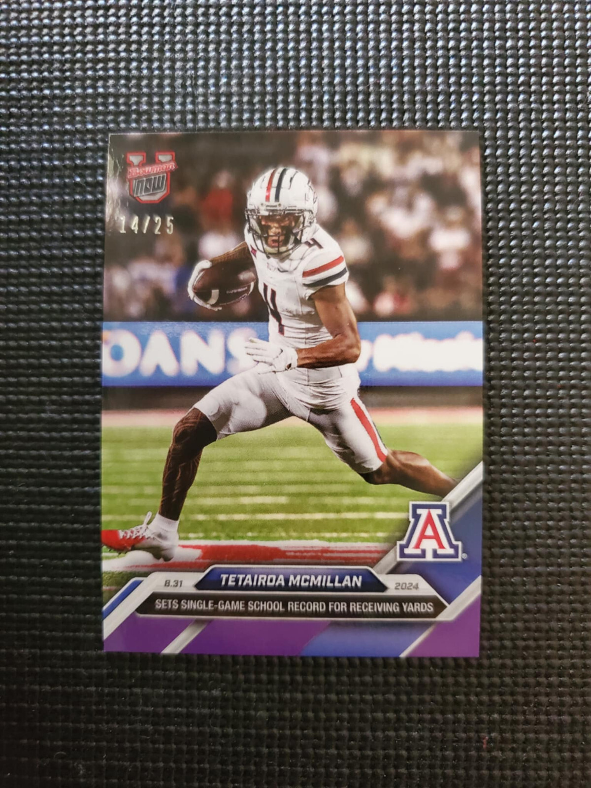 Tetairoa McMillan 2024 Bowman U Now Football Card 4 Purple Parallel 14/25