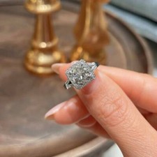 3Ct Round Cut Moissanite Solitaire Engagement Wedding Ring 925 Sterling Silver