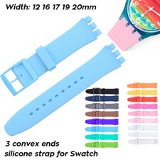 Convex Ends Silicone Strap for Swatch Jelly Skin Classic Watch Band 12-19mm 20mm