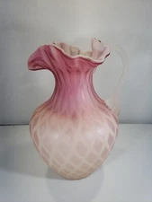 9" Handle Blown Mount Washington Cranberry Cased Glass Pitcher 