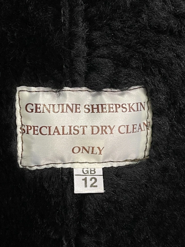 Chaqueta de piel de oveja GENUINA para mujer talla mediana 12 abrigo de piel de oveja oliva EU40 vintage Foto 3 de 4