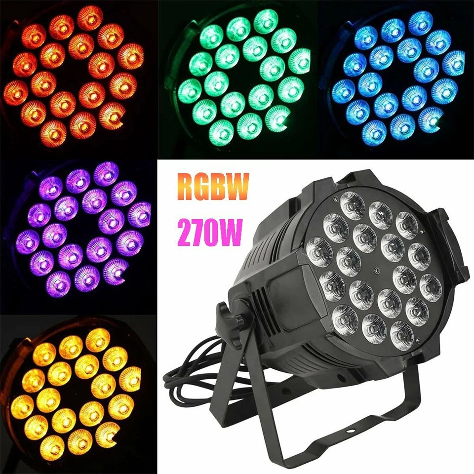 Par Can Stage Light 270W RGBW 18 LED Strobe Beam DMX512 DJ Disco Home Party Show - Image 4 of 4