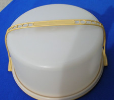Vintage Large 12" Harvest Gold Round Tupperware Cake Carrier 1256-5