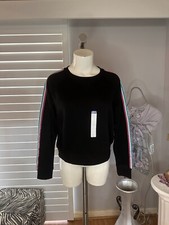 New Woman s Arizona Jean Co. Black Multicolor Stripe Accent Sweatshirt Small