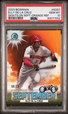 ELLY De La CRUZ 2023 BOWMAN SIGHTS on SEPTEMBER PSA 10 RC ORANGE