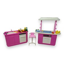 1990 Vintage Mattel Barbie Kitchen Partial Playset 7472 and Accessories Partial