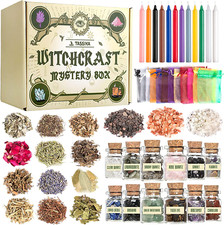 Witchcraft Starter Kit, Witchcraft Supplies for Wiccan Altar- 63 Pack of Crystal