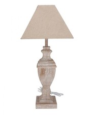 Lampe Stil Shabby Chic IN Holz Beige Mit Lampenschirm IN Tuch IN Beige