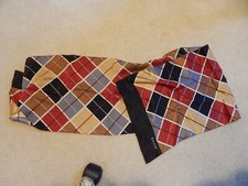 VTG 1980S SILK ECHO LADIES SCARF 111/2 X 52 INCHES RED BLACK SQUARES