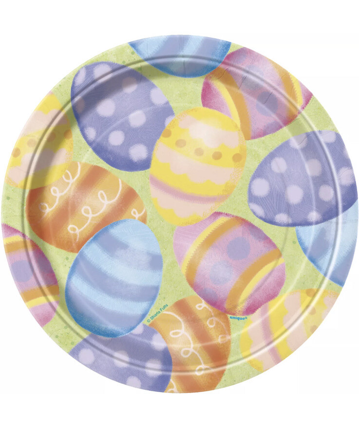 Easter Egg Paper Party Plates Spring Easter Party 18cm Dessert Plate Pack Of 8