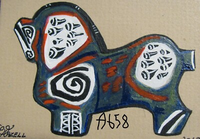 A658    ORIGINAL  ACRYLIC ACEO PAINTING BY LJH  ''CABALLO''  CERAMIC HORSE
