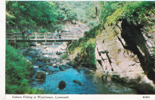 Salmon Fishing Watersmeet Lynmouth Devon Lettercard Page Ephemera VGC