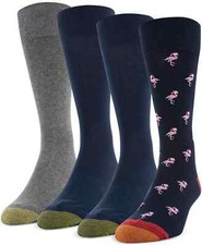 Gold Toe Men's 4-Pack Santa Flamingo Socks Assorted Colors Size 10-13