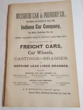 ☆ 1884 print ad MISSOURI CAR & FOUNDRY Indiana Car Company railroad freight cars