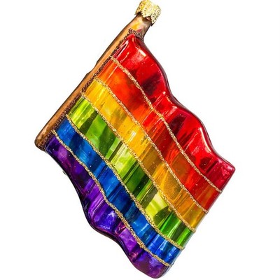 Pinnacle Peak Trading Rainbow Pride Flag Polish Glass Christmas Tree Ornament
