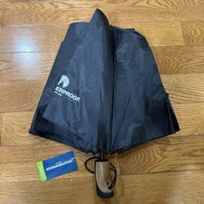 Weatherproof Folding Automatic Travel Umbrella Black Windproof Wood Grip Handle