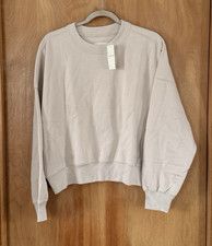 Abercrombie Fitch Men's Cropped Essential Crew Sweatshirt Beige Tan Size M NEW