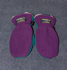 Ll Bean Toddler Mountain Classic Fleece Mittens Size 12-24 Months Purple Teal