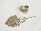 LOT FIBULE ET BAGUE ARGENT MASSIF BERBERE ANTIQUE ETHNIC SILVER RING FILIGREE