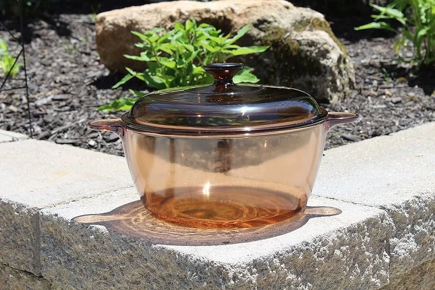 Corning Ware Visions Amber Glass Cookware 4.5L Dutch Oven Stock Pot with Lid