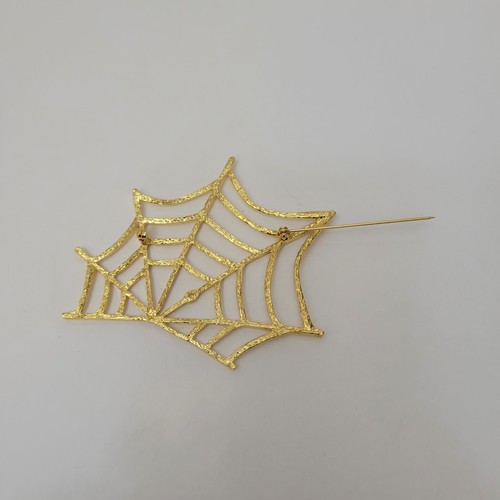 Spilla spilla ragnatela vintage Halloween tono oro - Foto 4 di 6