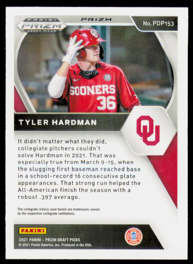 2021 Panini Prizm Draft Picks Tyler Hardman PDP153 Green Pulsar