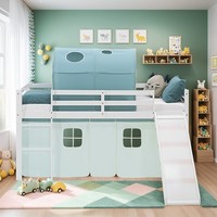 Hochbett 90X200 Kinderbett Matratze Lattenrost Rutsche Tunnel GrüN Homestyle4U