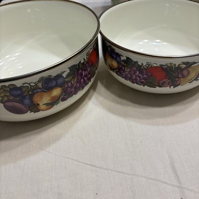VTG Cornucopia China Fruit Enamel Nesting Mixing Bowls Set of 4 Kitchen, See Pic