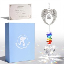Handcrafted Pet Memorial Crystal Ornament Rainbow Prism Sun Catcher with Keep...