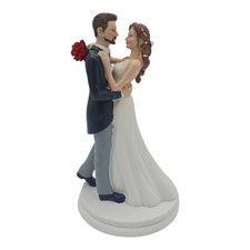 Dekora - Statuina di sposi danzanti per torta nuziale 20 cm bianco e nero decorazione