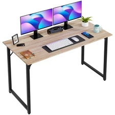 PayLessHere 47in Office Desk Natural Metal Frame Adjustable Feet Water-Resistant