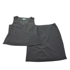 Y2K Jones New York Suit Black Sleeveless Top Skirt Set Womens 12 Minimalist