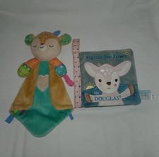 2 Baby Lovey Fawn Deer Activity Toys, Vtech Security Blanket 3in1, Douglas Book