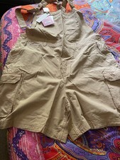 Lucy & Yak Colorado Dungaree Shorts Size 14 Tan