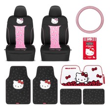Car Seat Covers Set Pink Hello Kitty 9pc Combo Carbella Floor Mats Steering