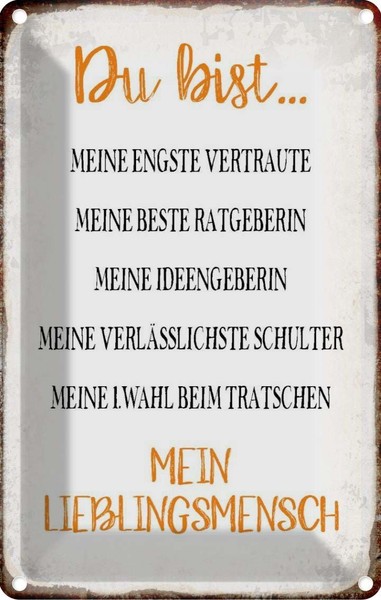 Blechschild 18X12 Cm Du Bist Mein Lieblingsmensch Dekoration Spruch Zitat Deko G-image