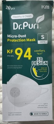 Dr.Puri [20 Pack] New Micro-Dust Protection Face Premium Mask (KF94) White Small