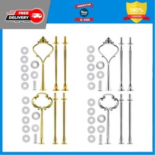 4 Sets 3 Tier Cake Stand Hardware Sunflower Crown Fittings Golden Silver Color