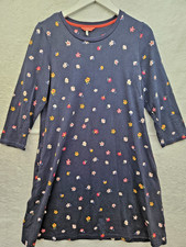 Joules Women's Blue Floral Cotton Dress 3/4 Sleeve Womens Uk 14